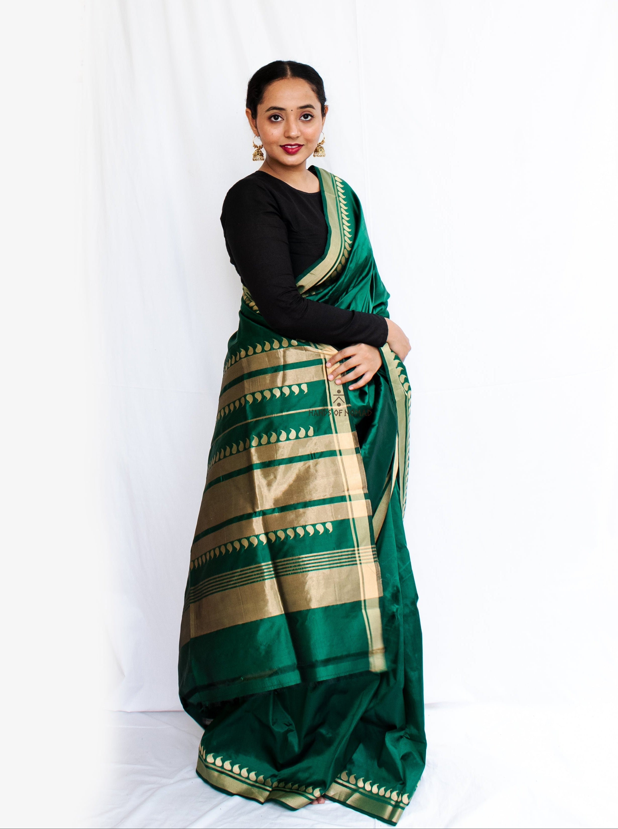 Green Banarasi Katan Silk Saree