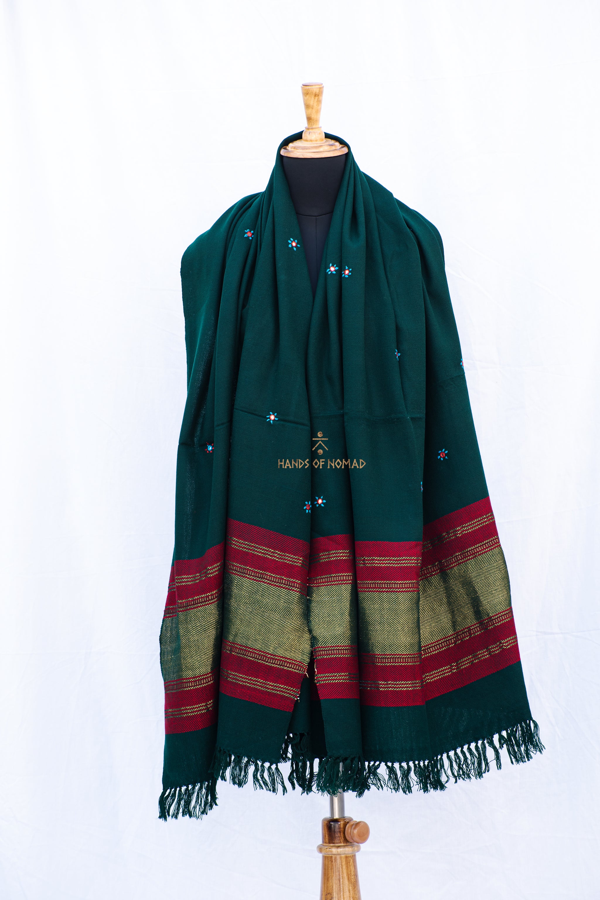 Green Bhujodi Woolen Shawl