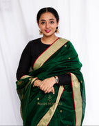 Green Cotton Silk Chanderi Saree