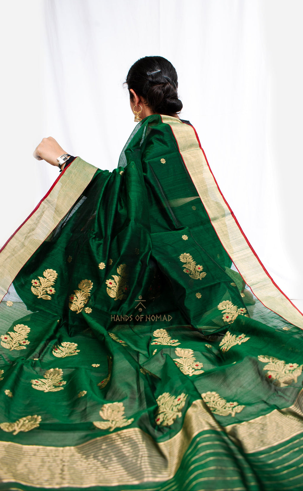 Green Cotton Silk Chanderi Saree