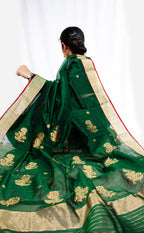 Green Cotton Silk Chanderi Saree