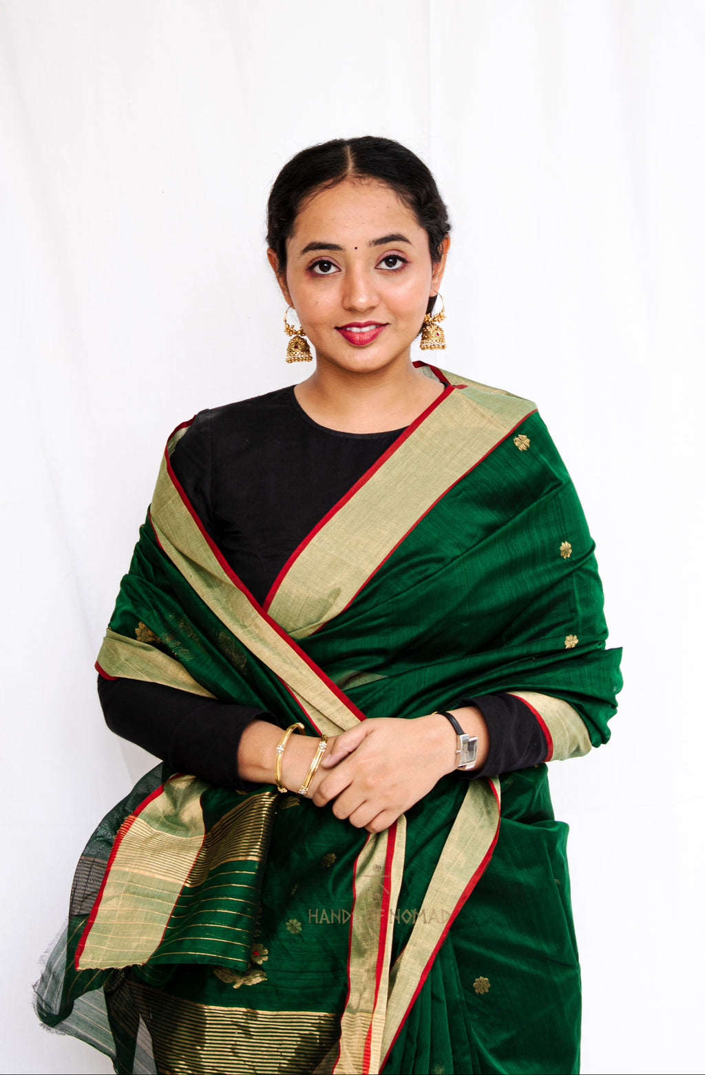 Green Cotton Silk Chanderi Saree
