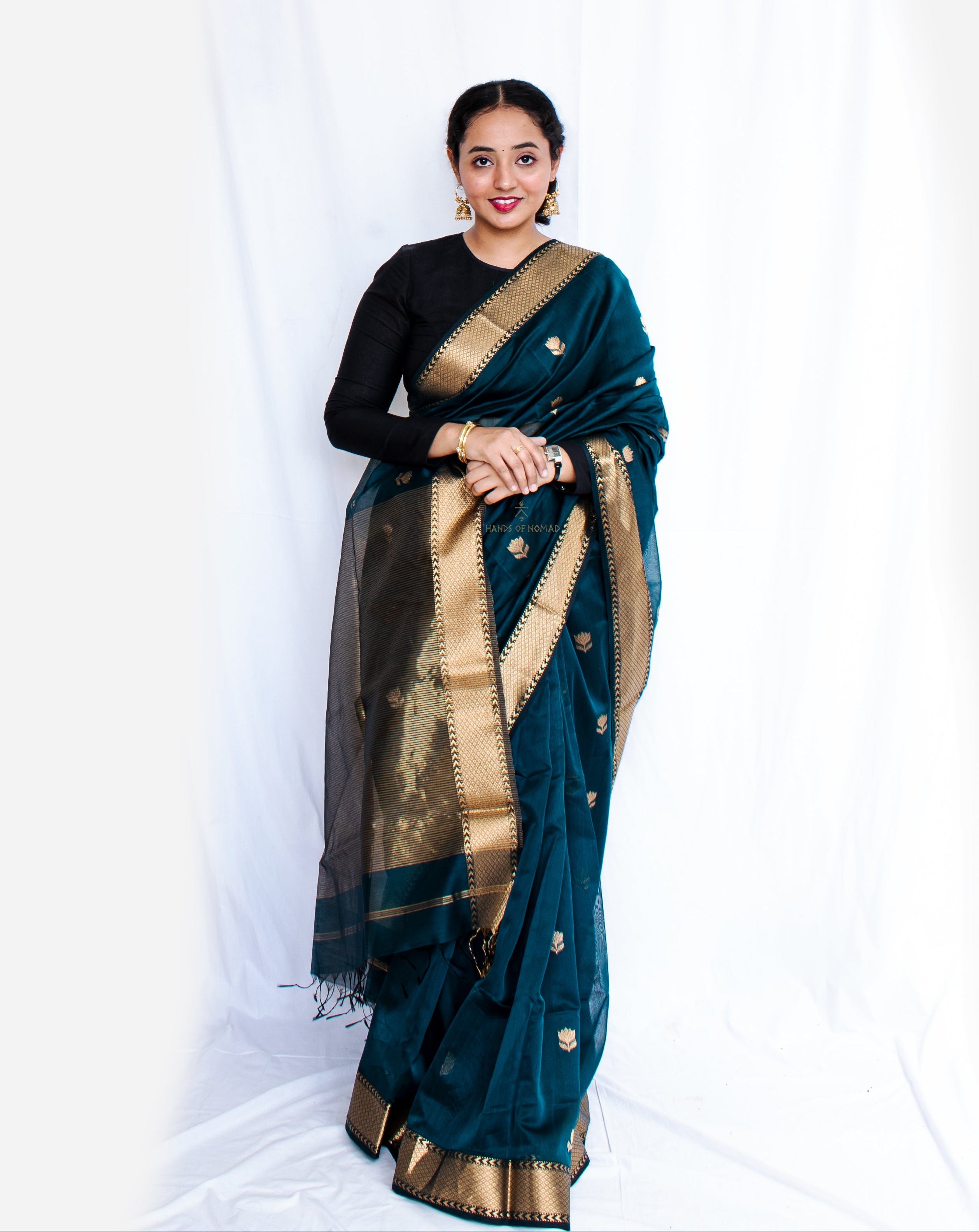 Green Cotton Silk Maheshwari Saree
