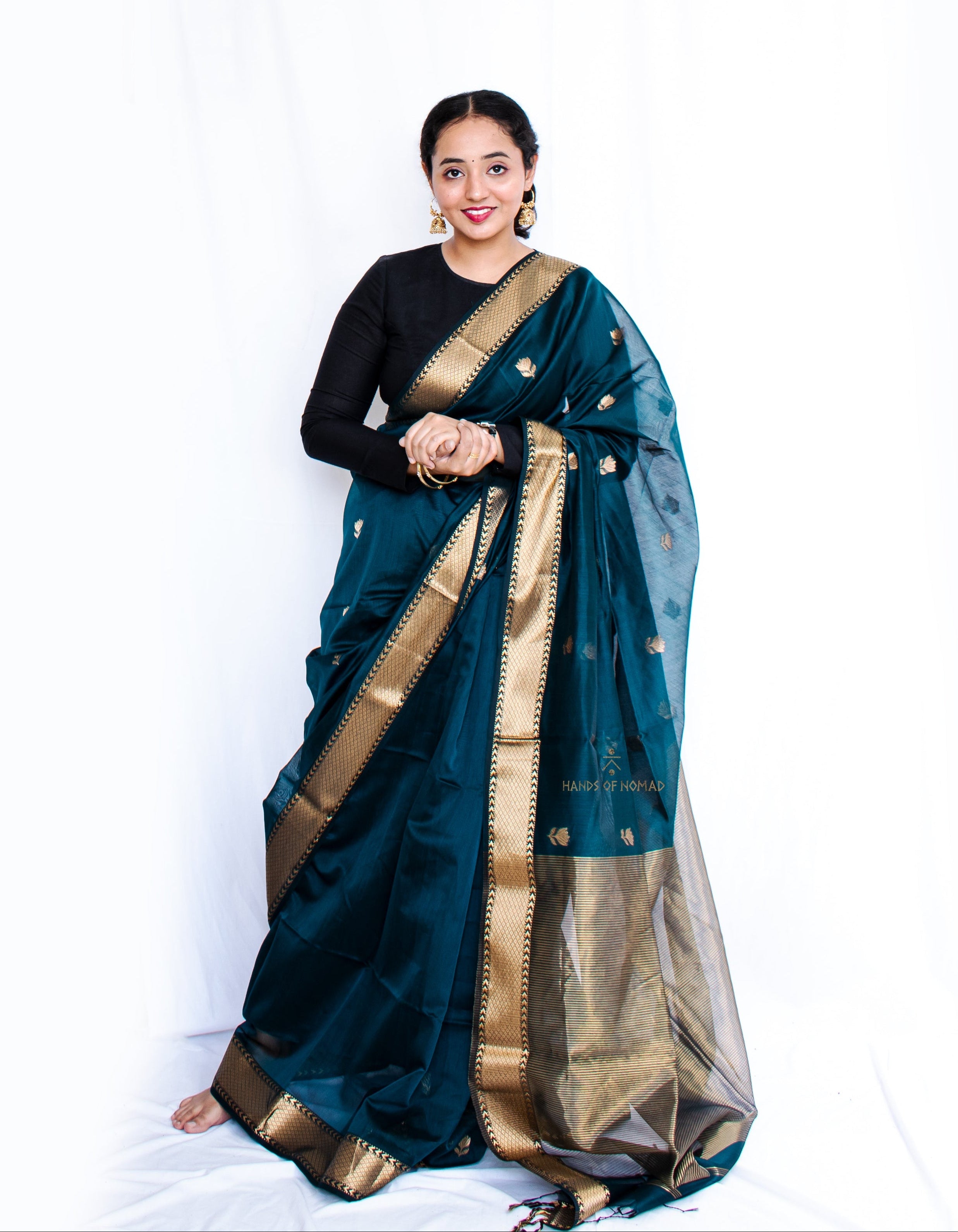 Green Cotton Silk Maheshwari Saree
