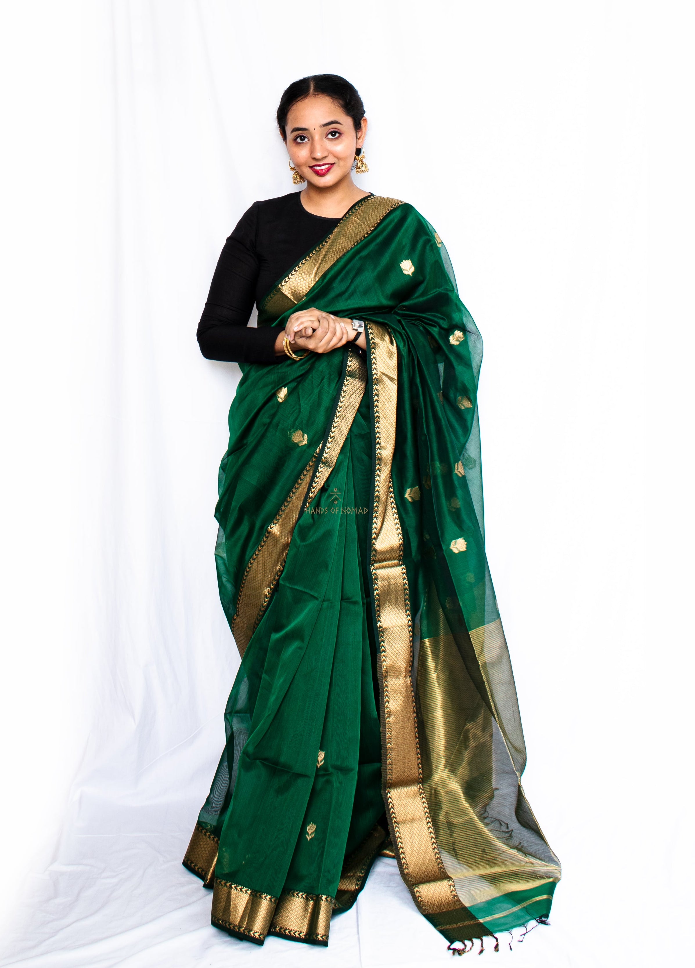 Green Cotton Silk Maheshwari Saree