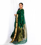 Green Cotton Silk Maheshwari Saree