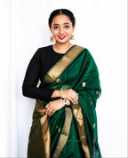 Green Cotton Silk Maheshwari Saree