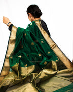 Green Cotton Silk Maheshwari Saree