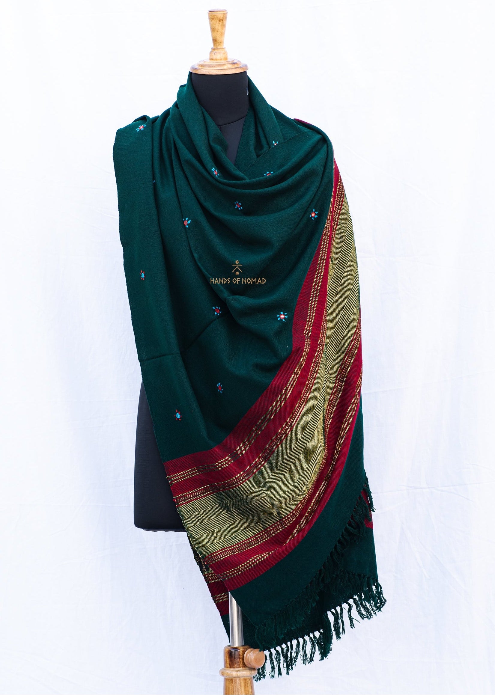 Green Bhujodi Woolen Shawl