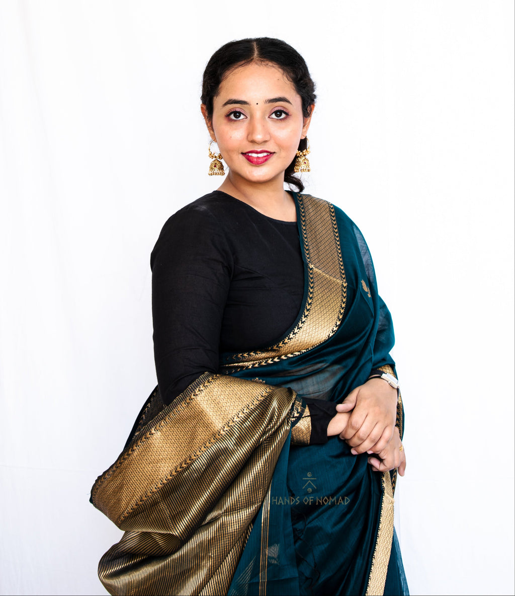 Green Cotton Silk Maheshwari Saree