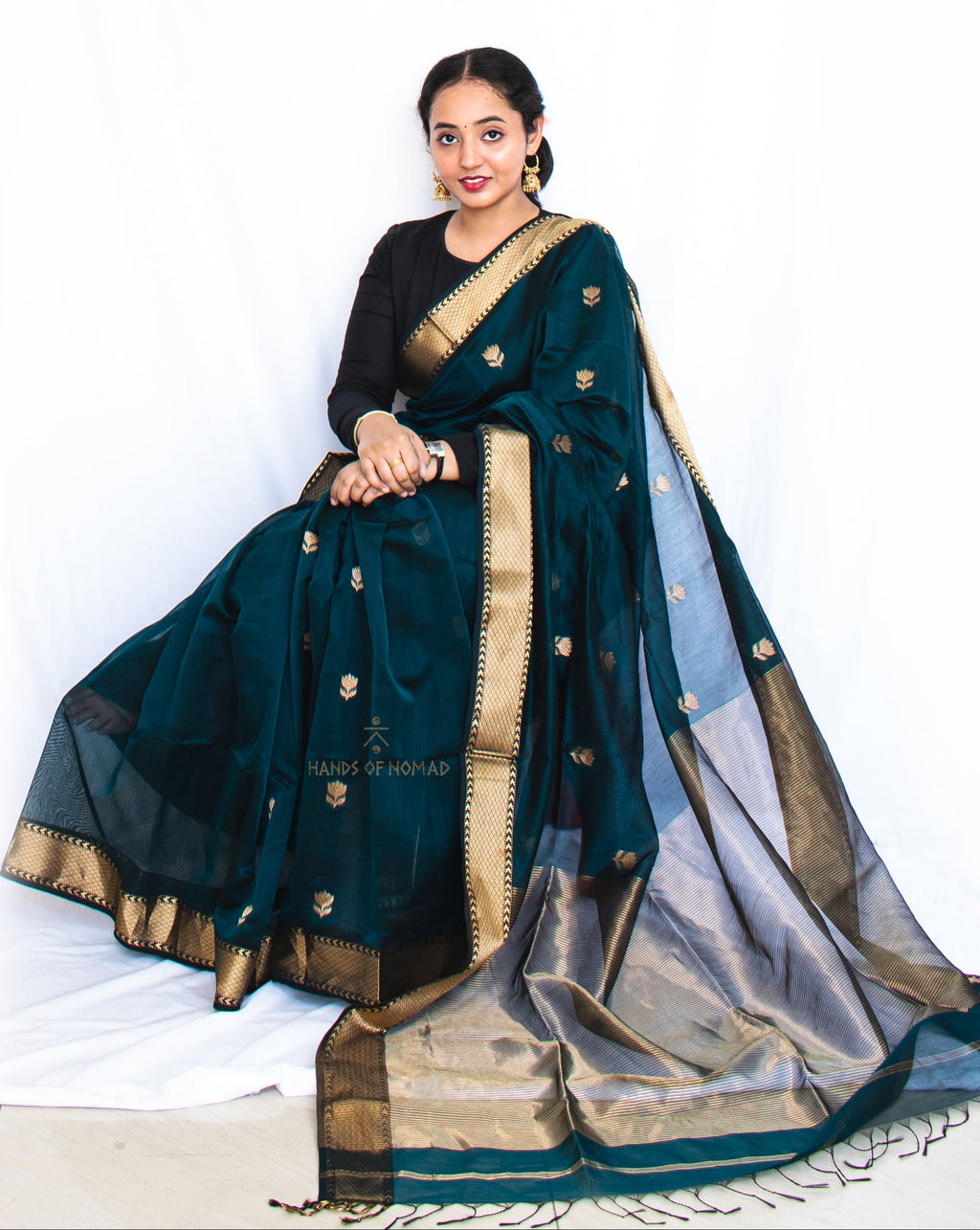 Green Cotton Silk Maheshwari Saree