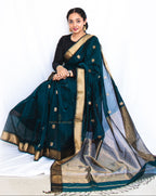 Green Cotton Silk Maheshwari Saree