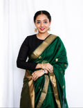 Green Cotton Silk Maheshwari Saree