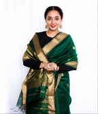 Green Cotton Silk Maheshwari Saree