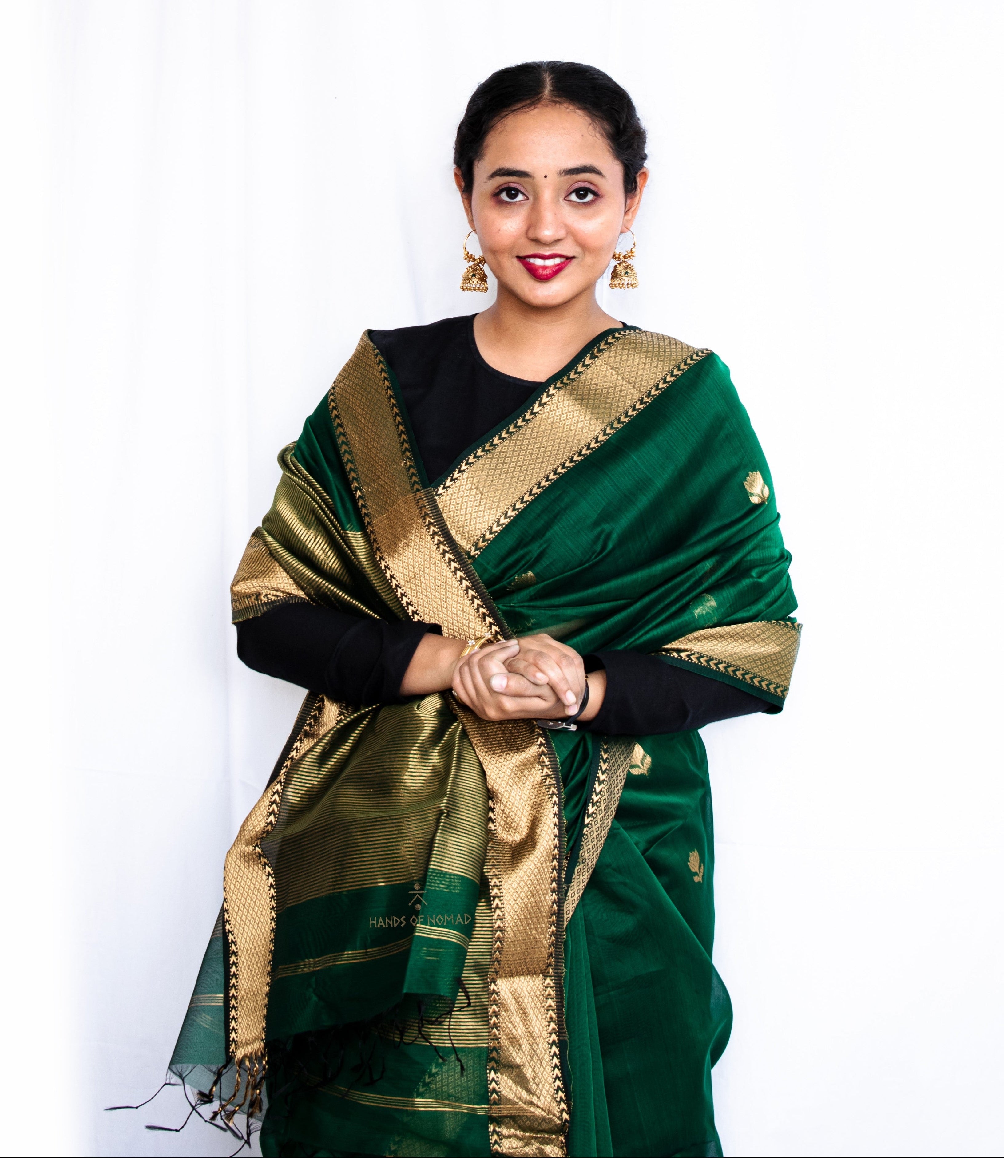 Green Cotton Silk Maheshwari Saree