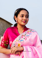 Light Pink Hand Painted Pichwai Silk Saree