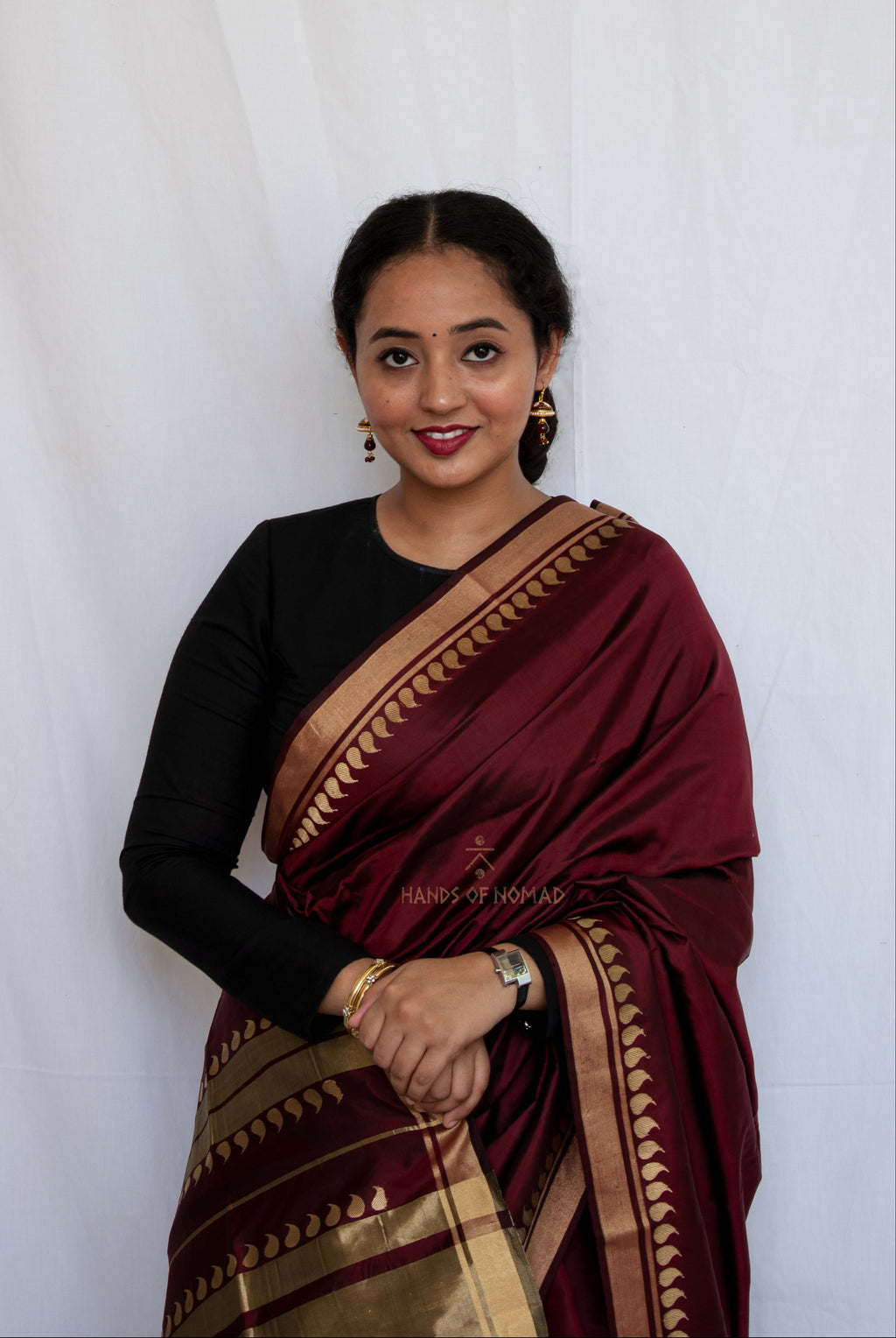 Maroon Banarasi Katan Silk Saree