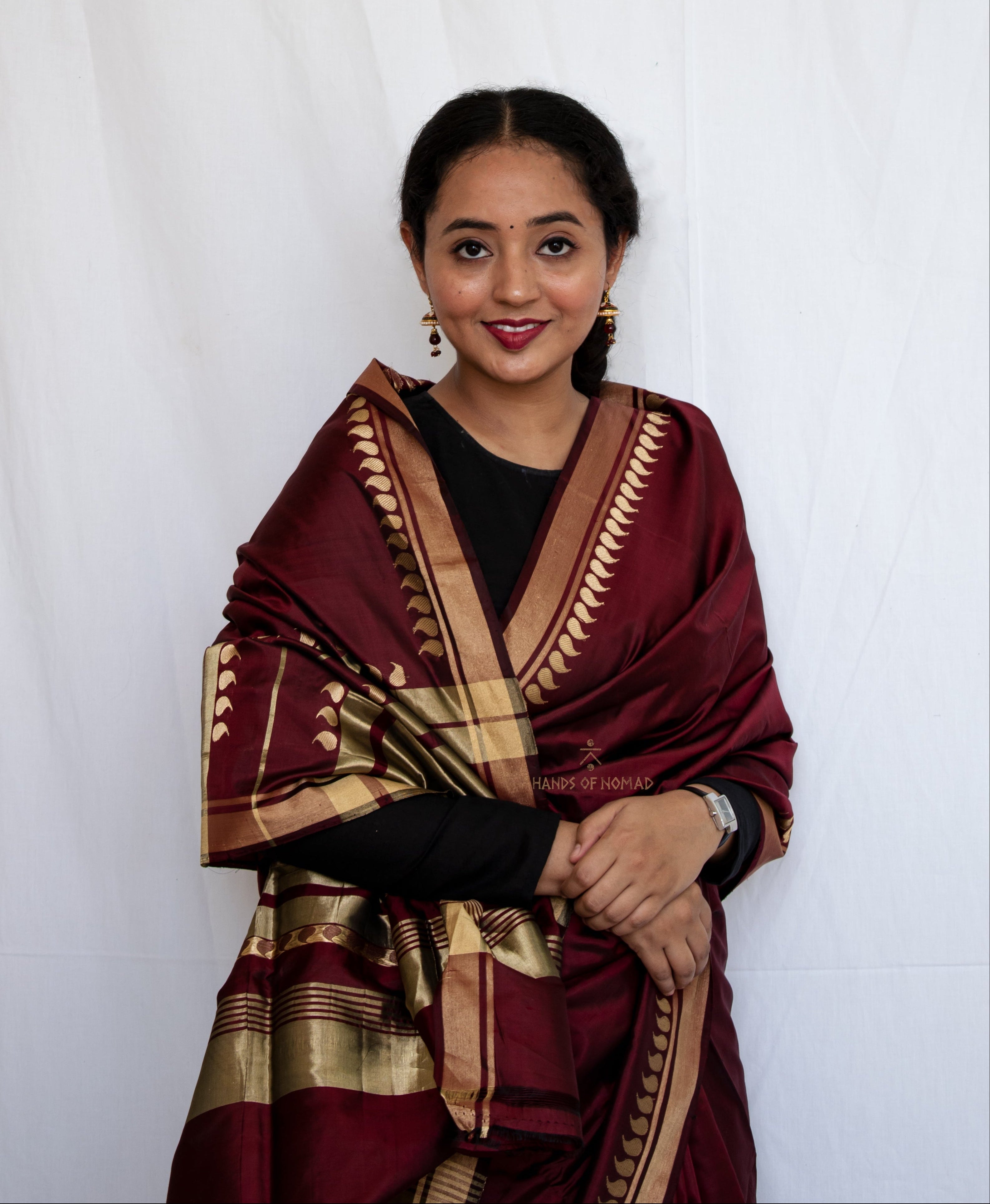 Maroon Banarasi Katan Silk Saree