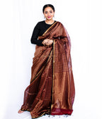 Maroon Cotton Silk Maheshwari Saree