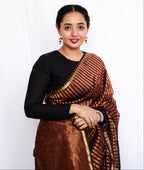 Maroon Cotton Silk Maheshwari Saree