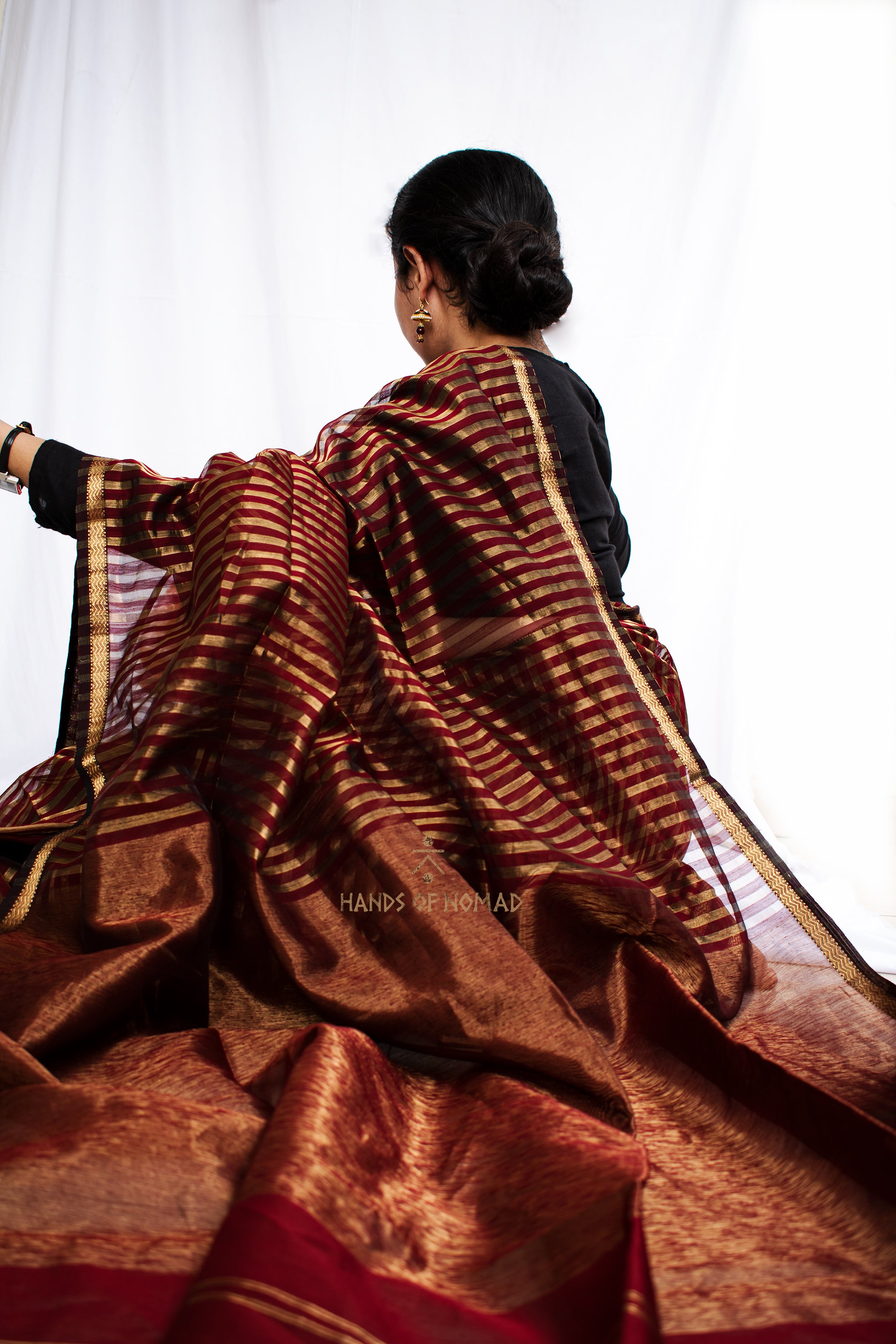 Maroon Cotton Silk Maheshwari Saree