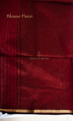 Maroon Cotton Silk Maheshwari Saree