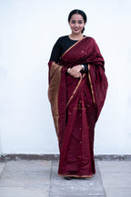 Maroon Silk Chanderi Saree