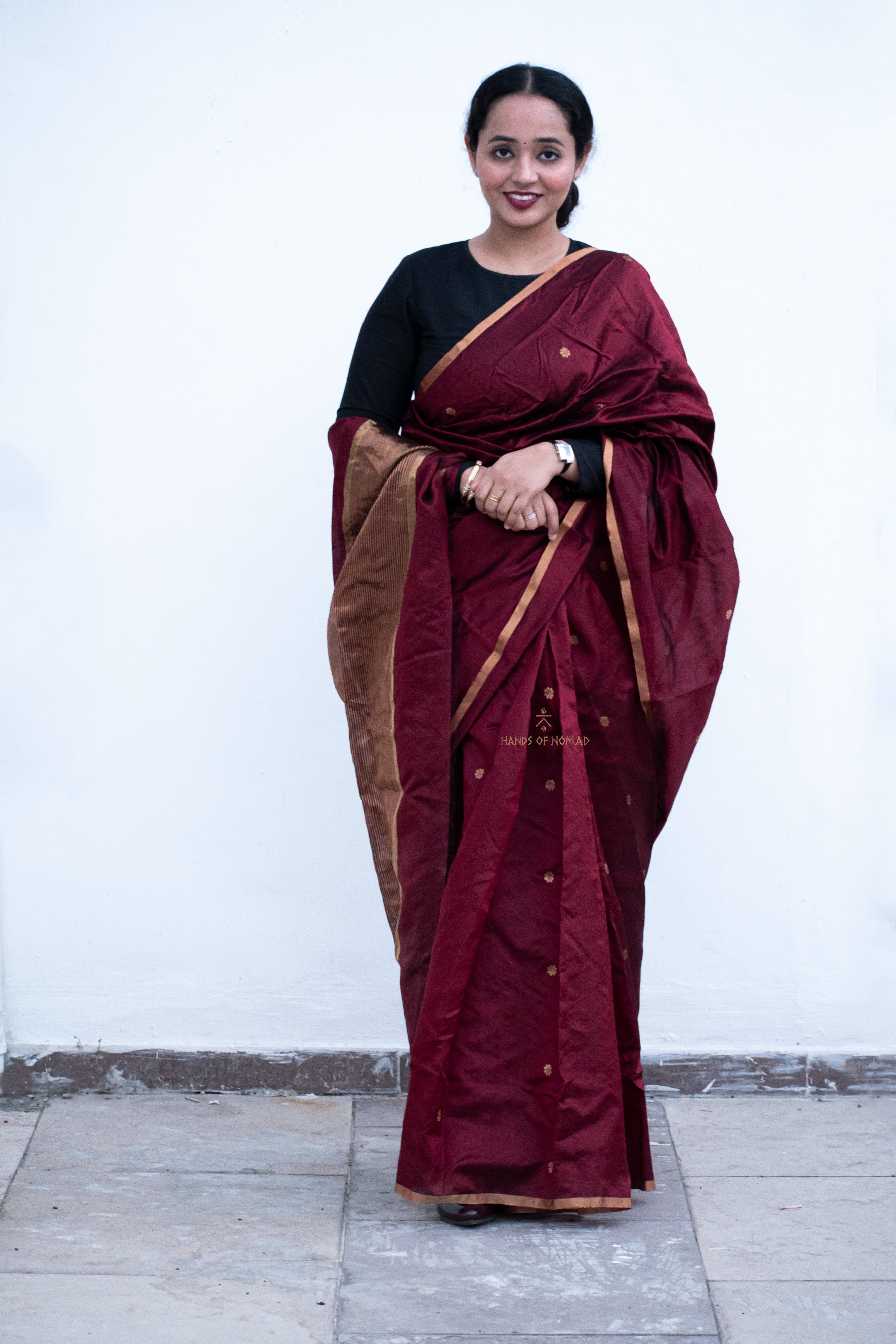 Maroon Silk Chanderi Saree