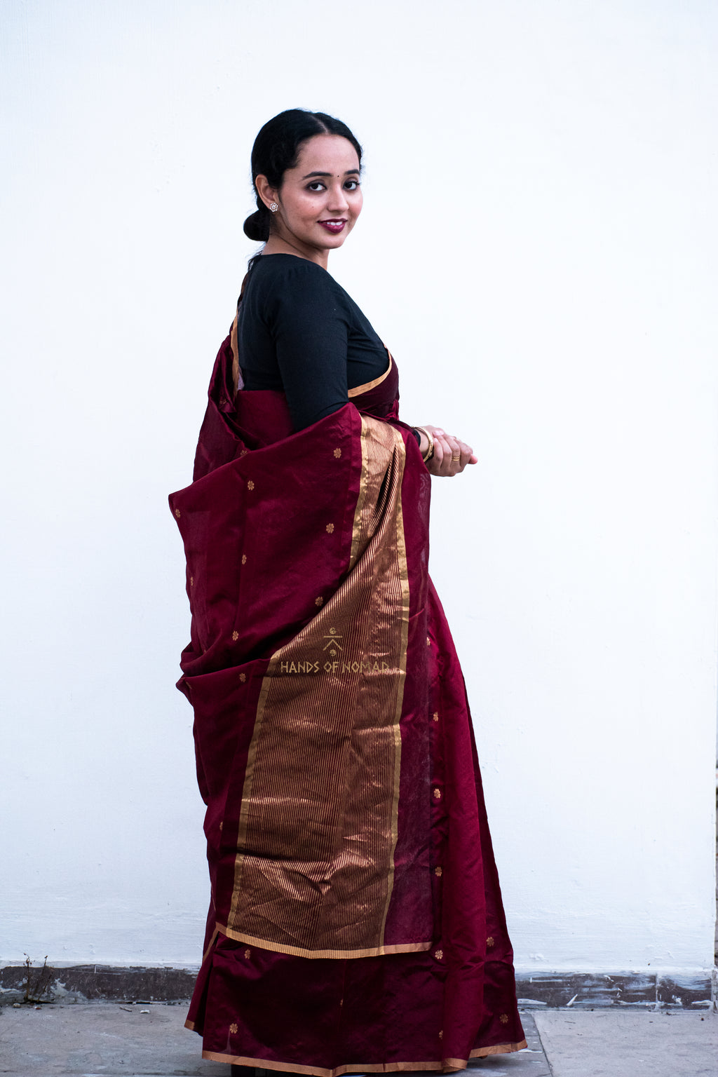 Maroon Silk Chanderi Saree