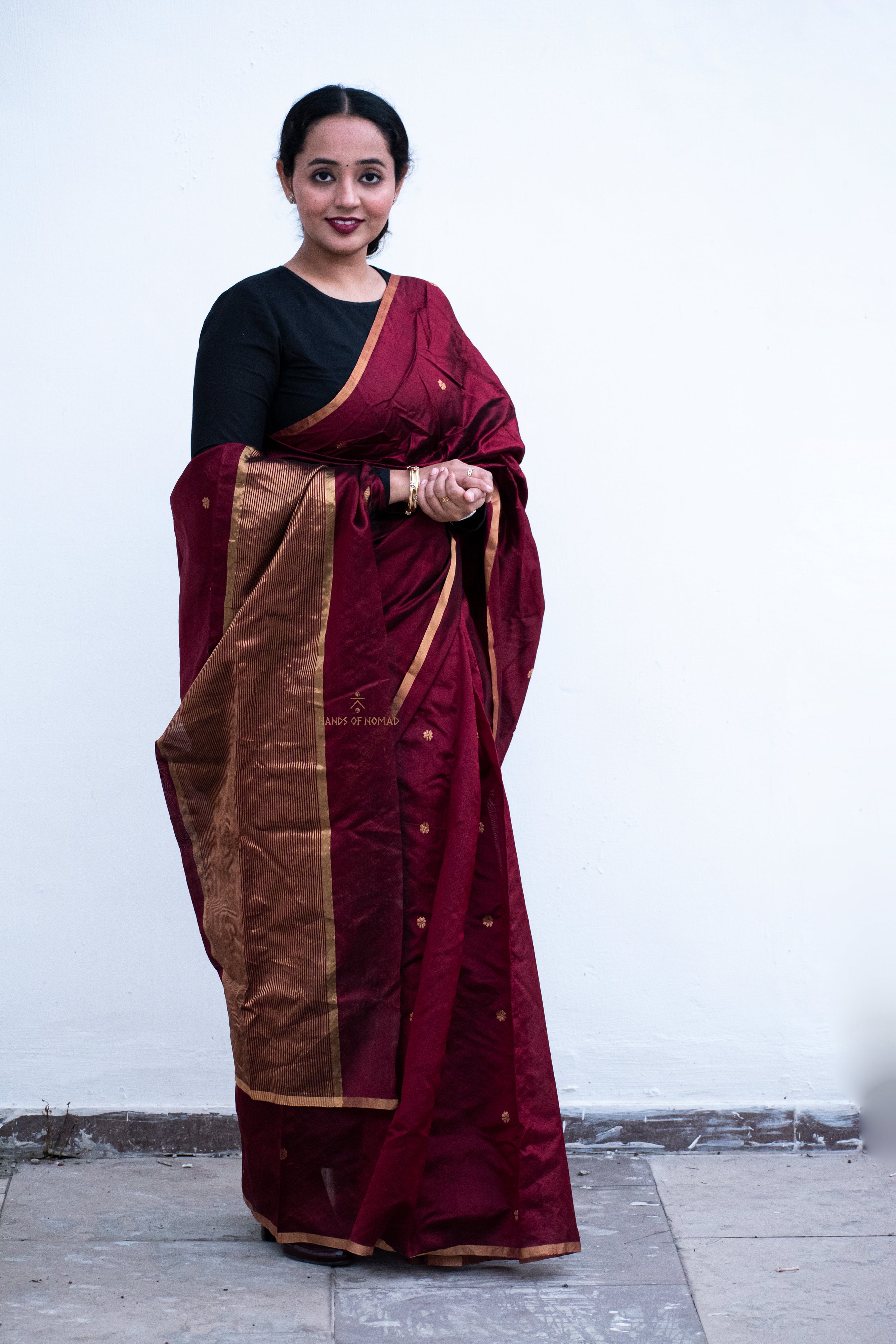 Maroon Silk Chanderi Saree