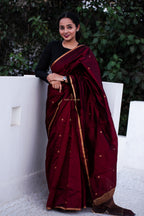 Maroon Silk Chanderi Saree