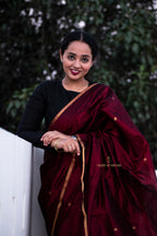 Maroon Silk Chanderi Saree