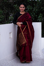 Maroon Silk Chanderi Saree