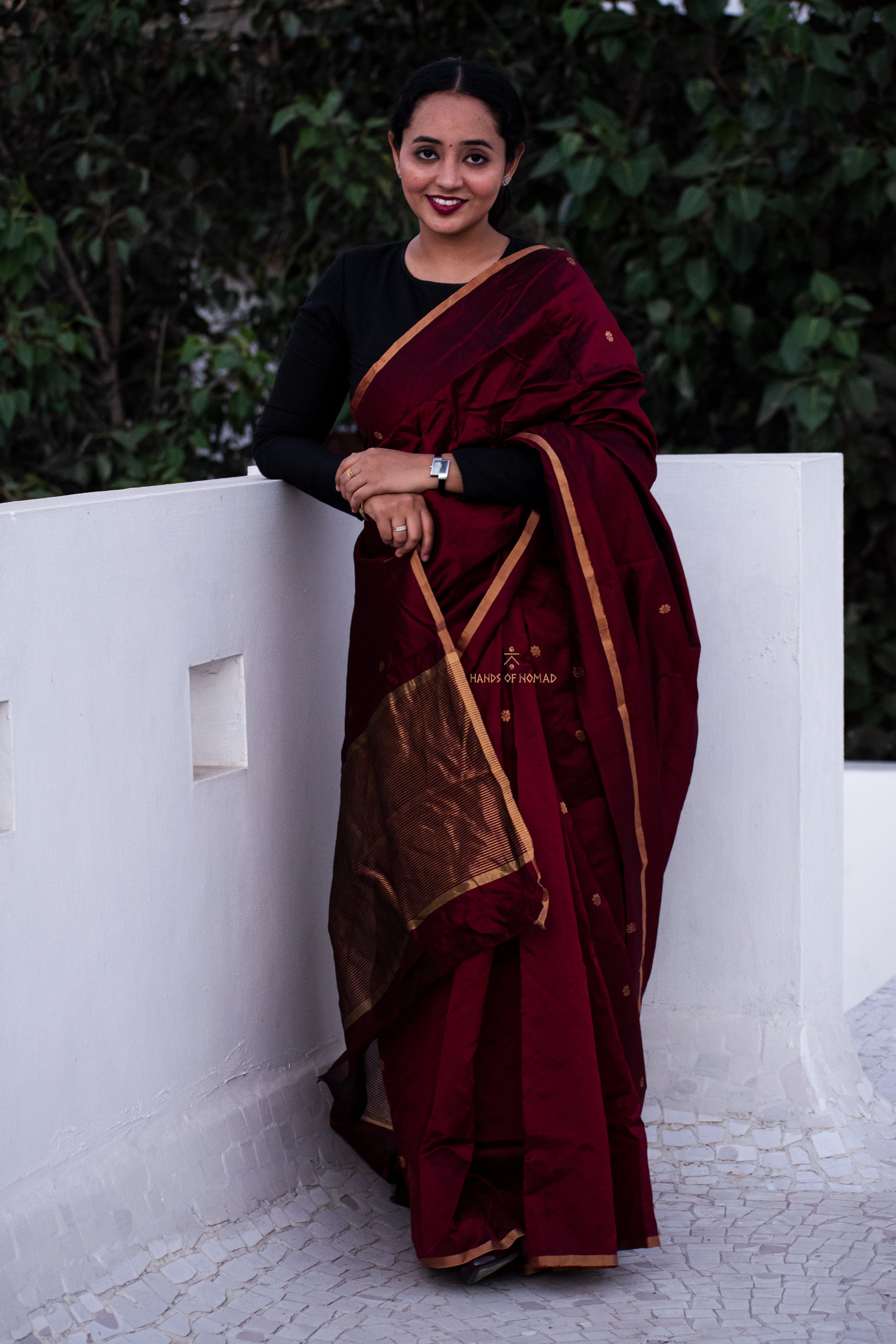Maroon Silk Chanderi Saree