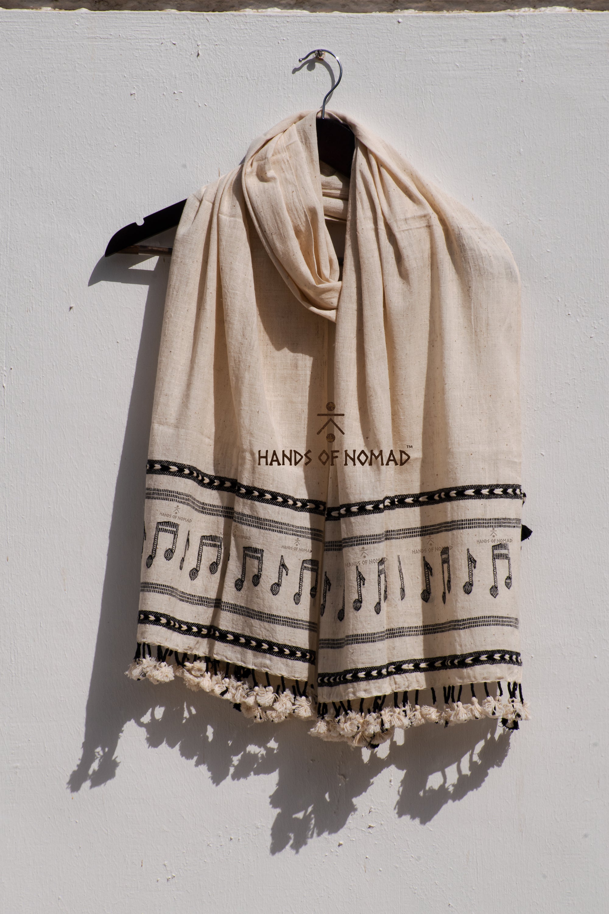 Musical White Cotton Stole