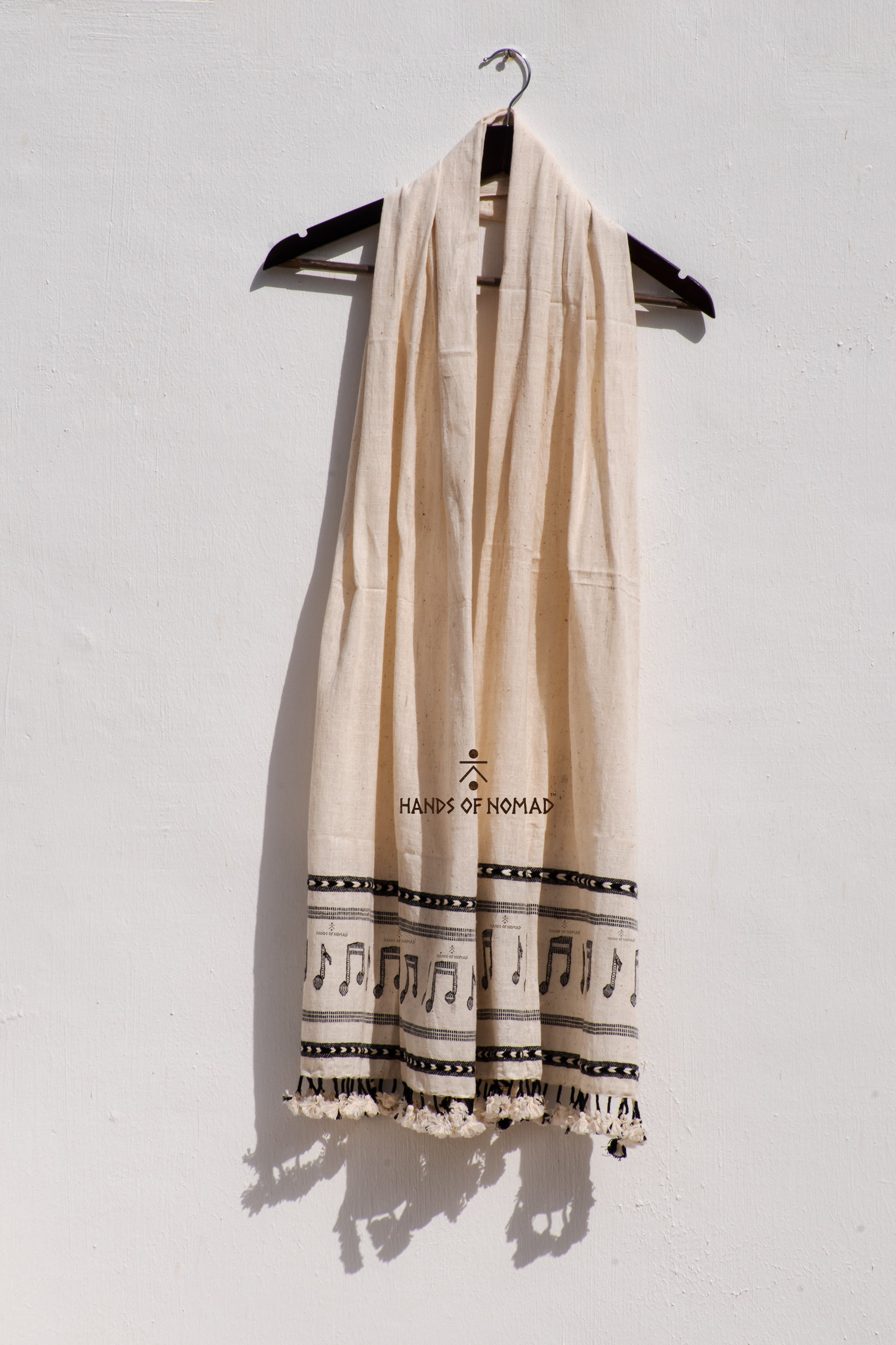 Musical White Cotton Stole