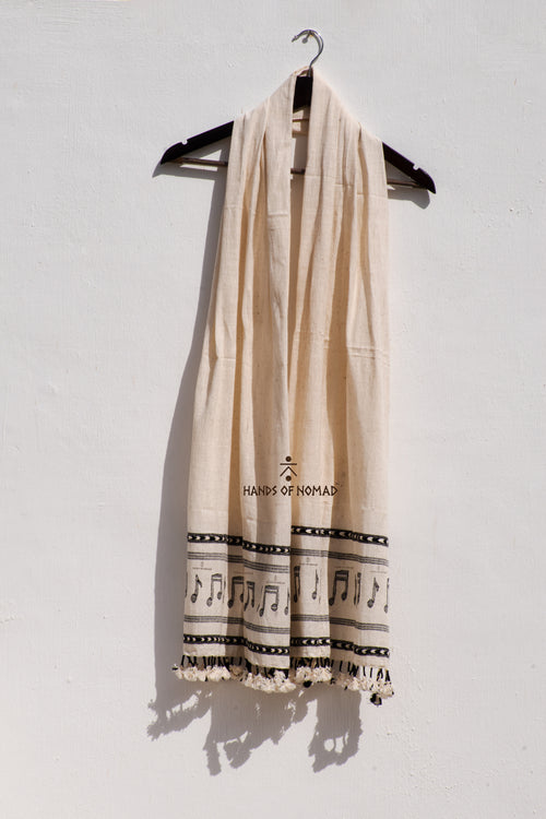 Musical White Cotton Stole