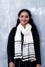 Musical White Cotton Stole