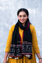 Musical black kala cotton stole