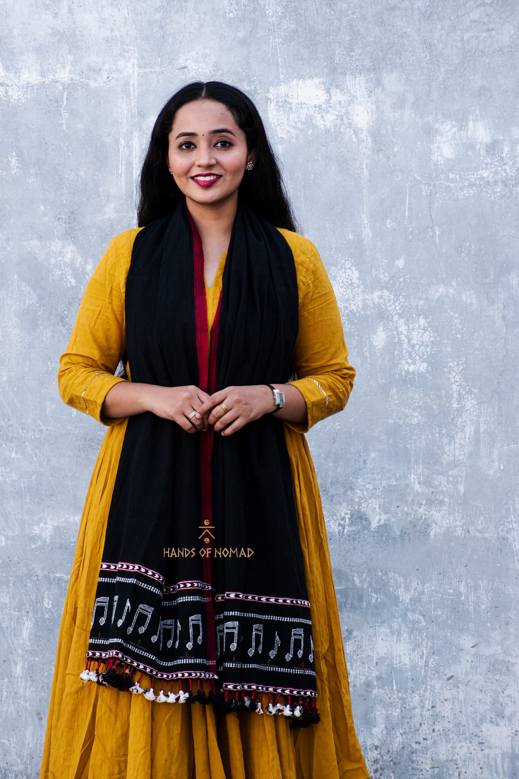 Musical black cotton stole