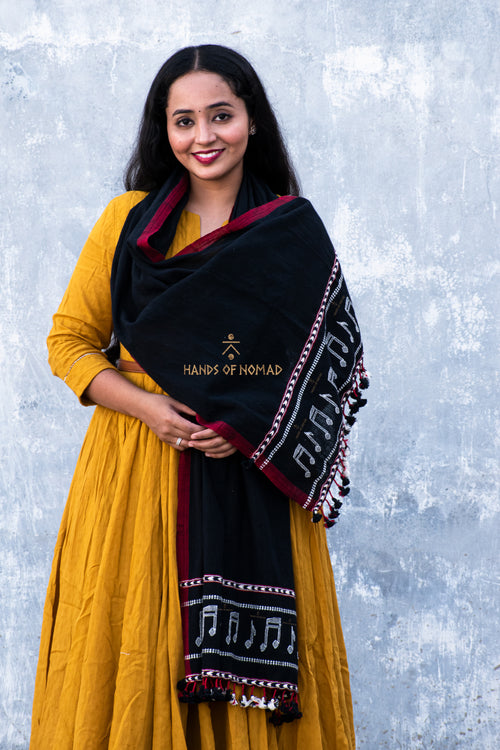 Musical black cotton stole