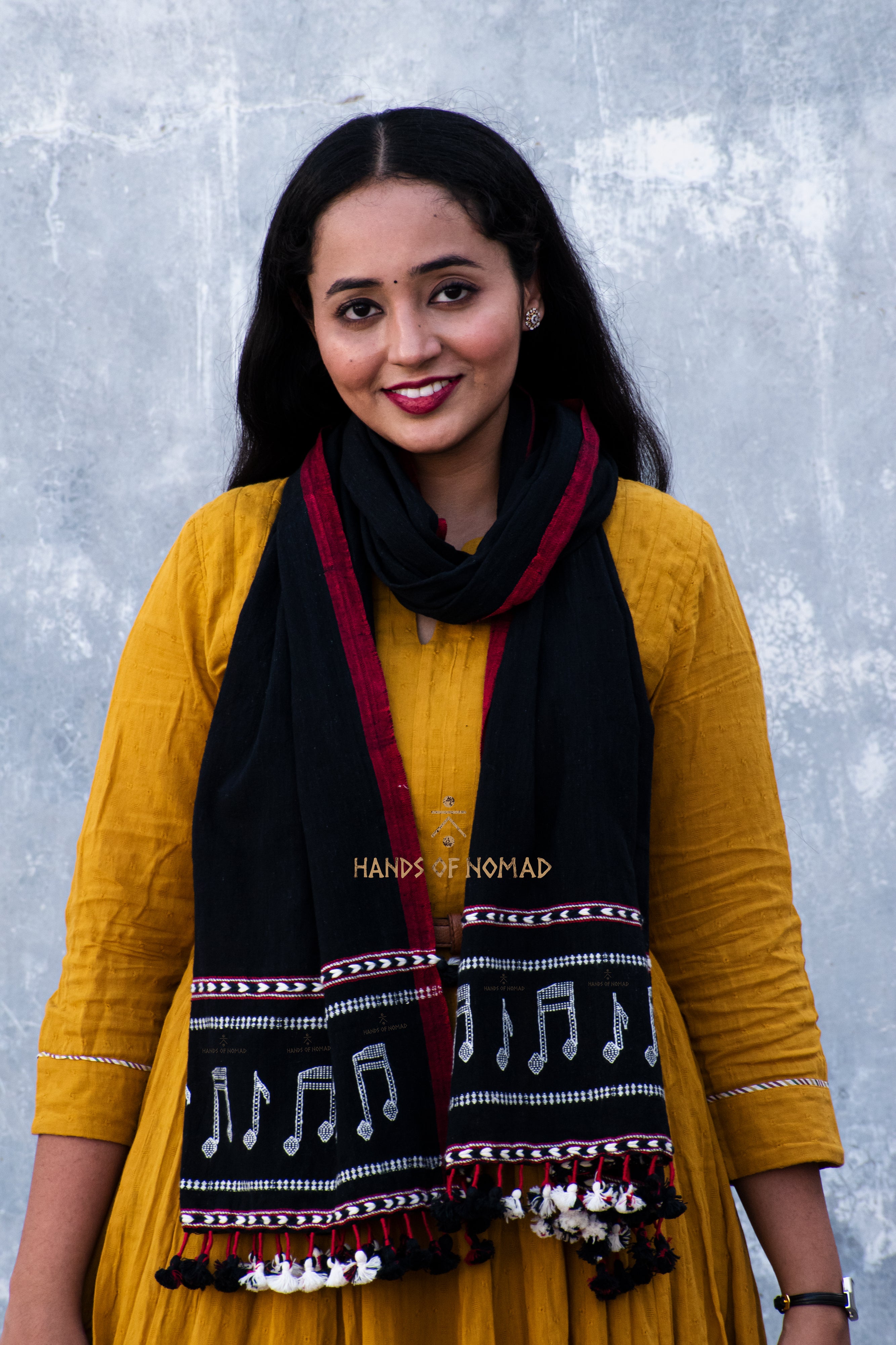 Musical black cotton stole