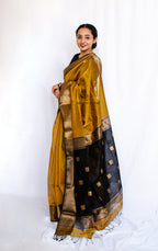 Mustard Cotton Silk Maheshwari Saree