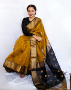 Mustard Cotton Silk Maheshwari Saree