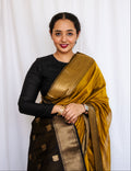 Mustard Cotton Silk Maheshwari Saree