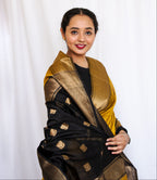 Mustard Cotton Silk Maheshwari Saree