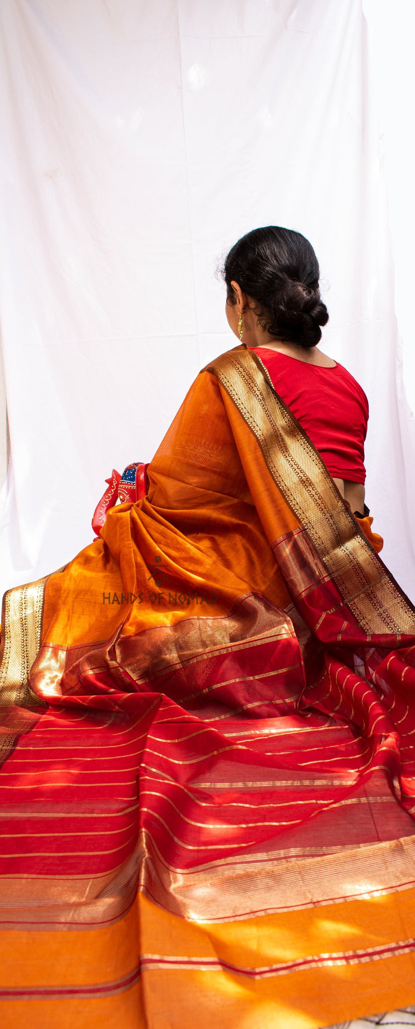 Orange Cotton Silk Maheshwari Saree