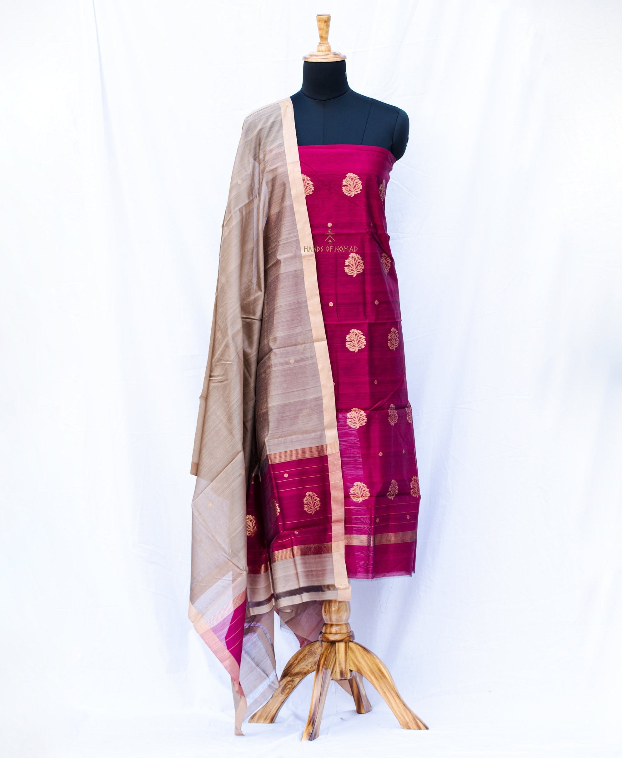 Pink Chanderi Silk Cotton 2-Piece Unstitched Dress Material HN-SU-013 – HANDS OF NOMAD