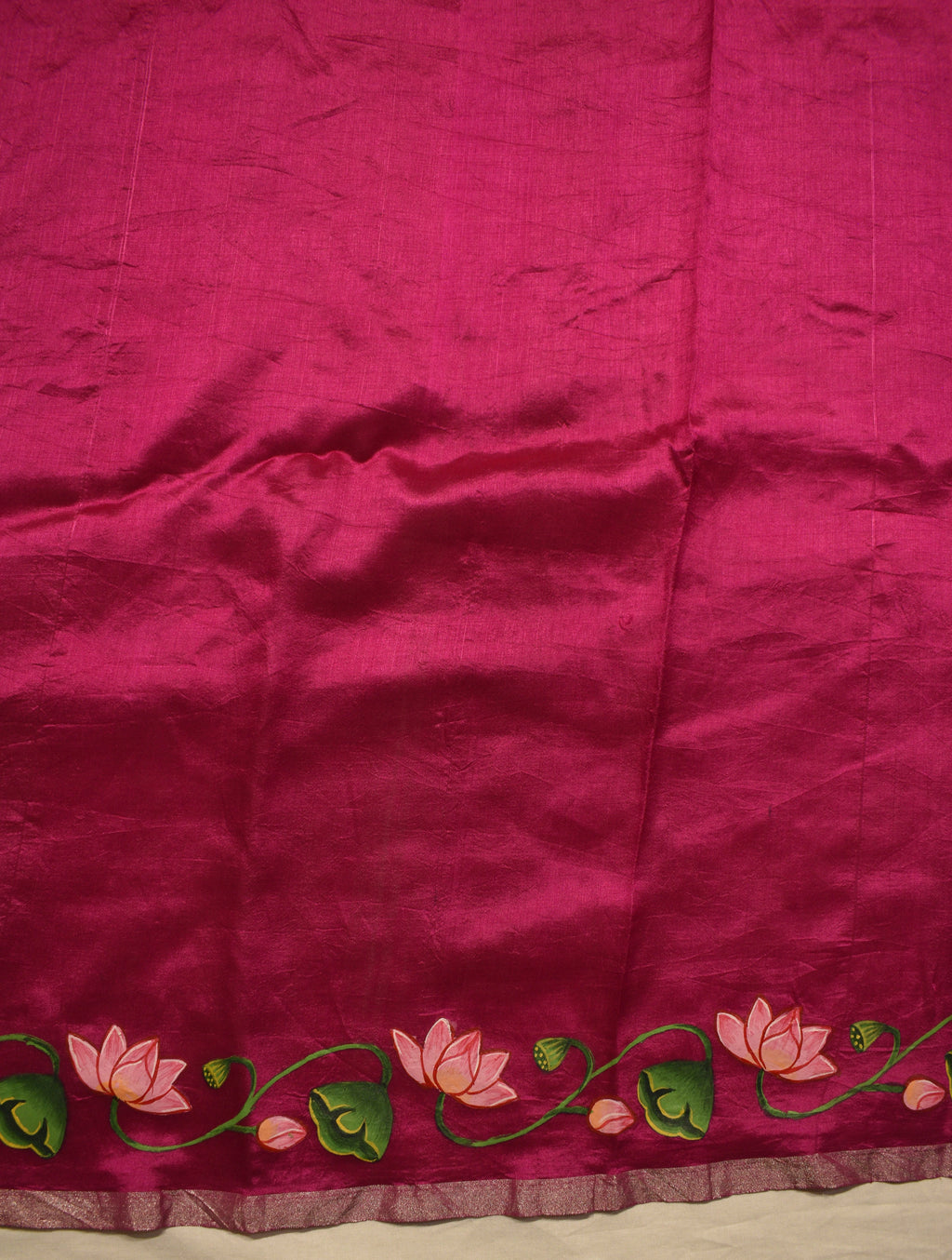 Pink Hand Painted Pichwai Silk Saree