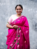 Pink Hand Painted Pichwai Silk Saree